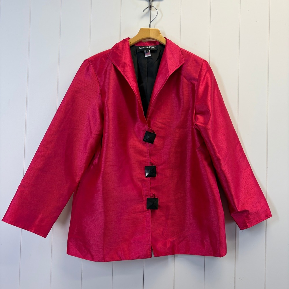 Vintage Painted Pony 80s Blazer Jacket Women Size L Dopamine Mod Night Out USA